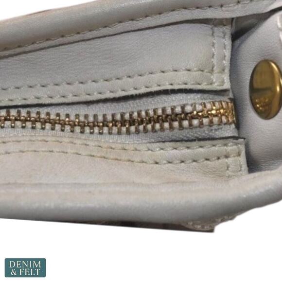 Coach Signature Canvas White Leather Trim Crossbody Shoulder Bag Lilac Lining - Picture 14 of 15